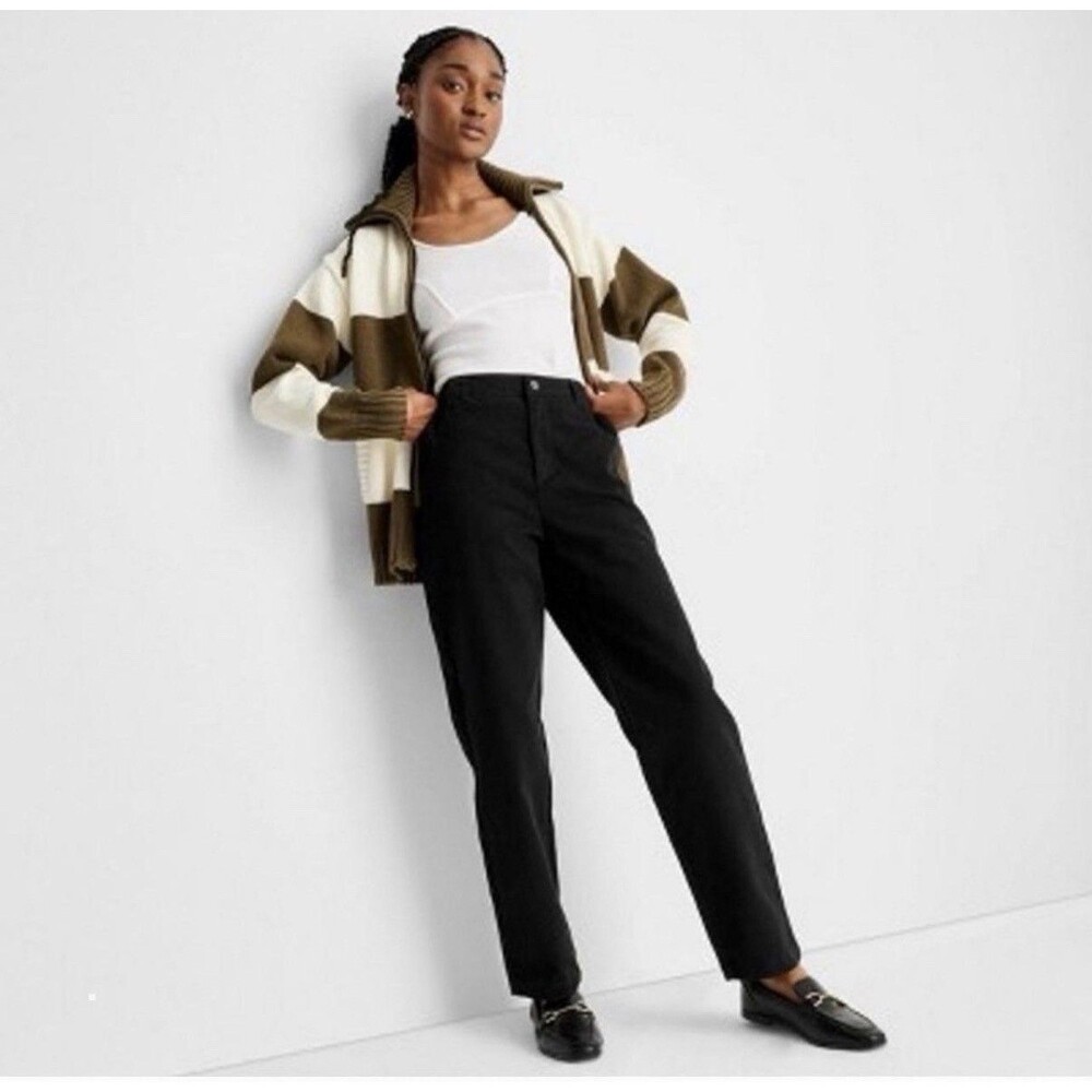 Future Collection Black Denim Straight Leg High-Rise